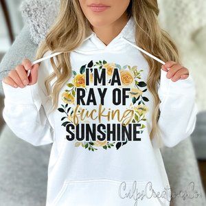 I'm a ray of f*cking sunshine yellow watercolor floral design hooded sweater